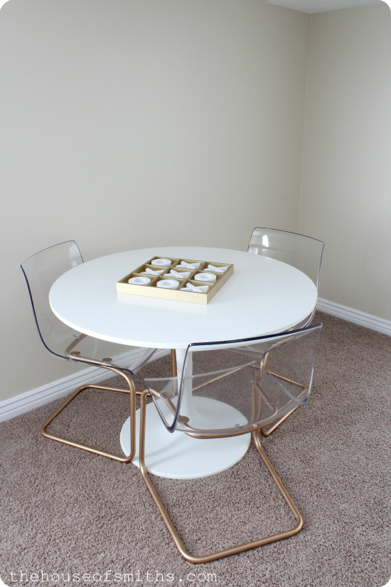 Chrome Chairs go Gold & A Game Table + How to Spray Paint Metal